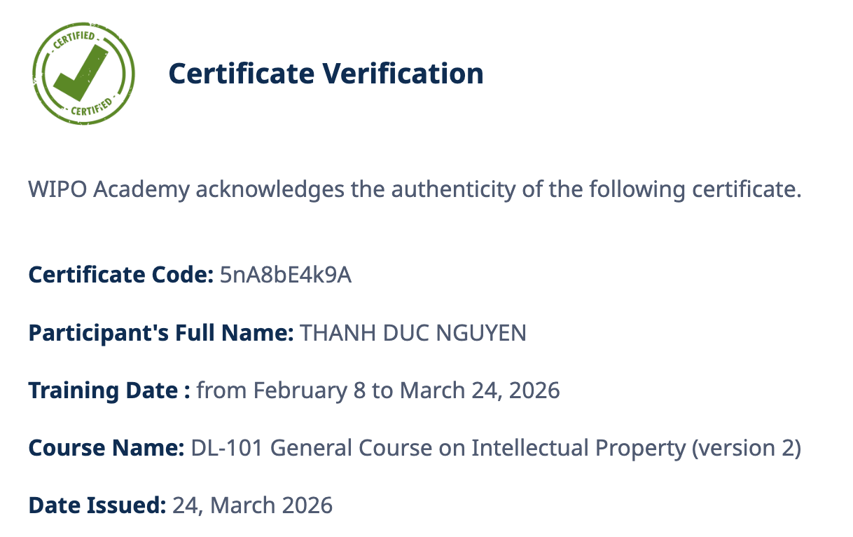 WIPO DL-101: General Course on Intellectual Property
